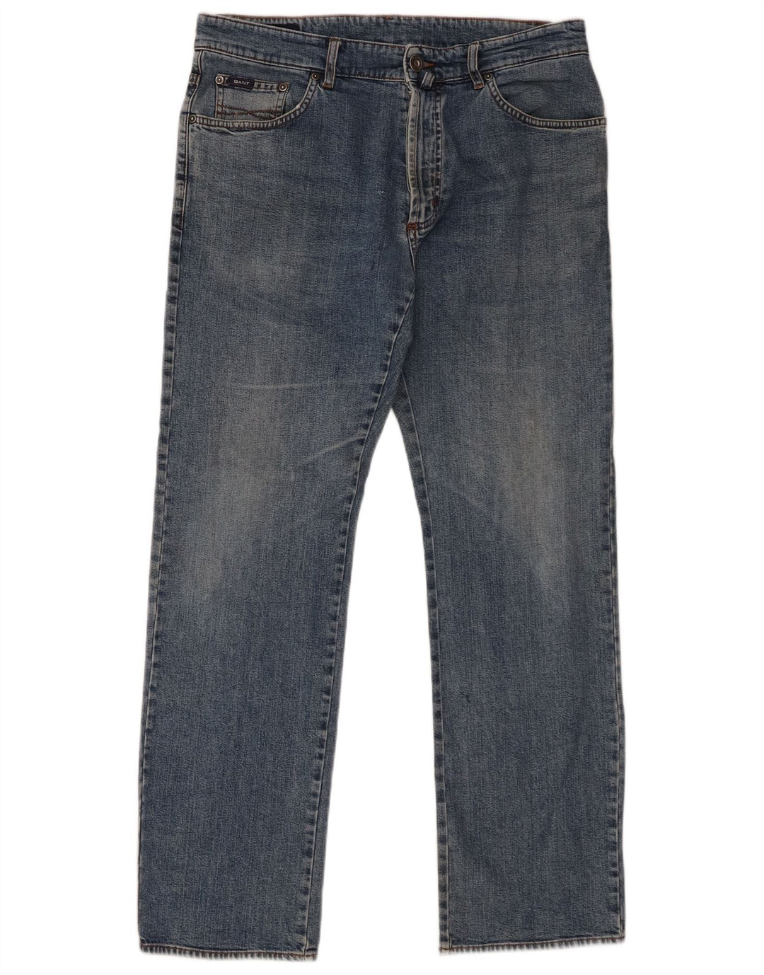 Gant Mens Straight Jeans W34 L32 Azul Algodão