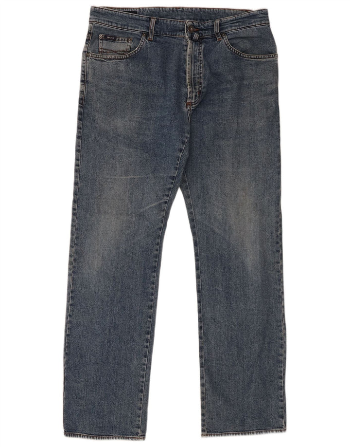 Gant Mens Straight Jeans W34 L32 Azul Algodão