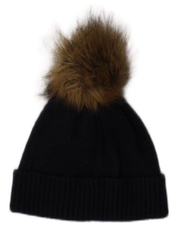 JOULES Womens Knit Beanie Hat One Size Navy Blue Viscose Winter