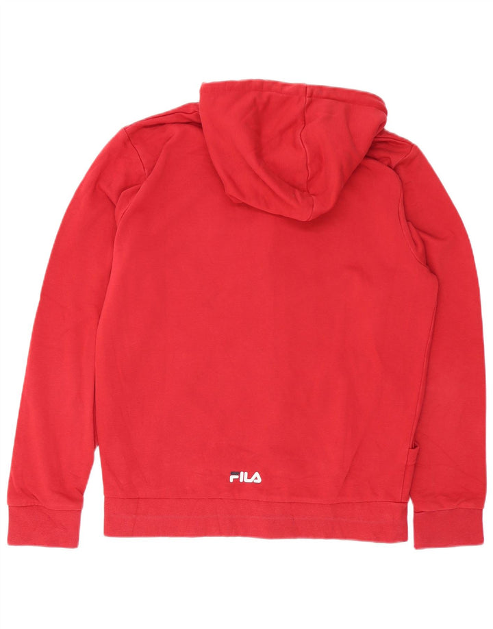 Suéter masculino Fila com capuz e zíper gráfico médio algodão vermelho