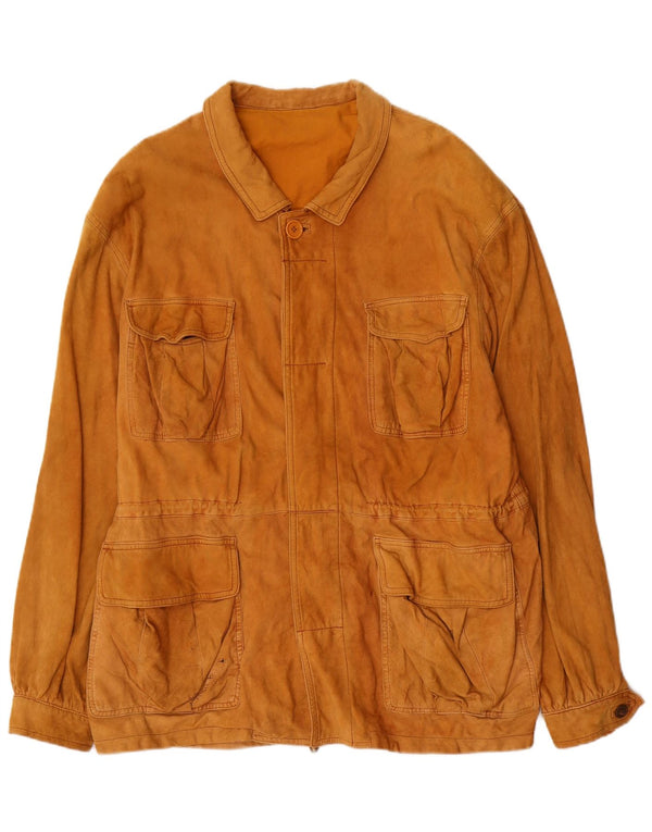 Jaqueta utilitária masculina de camurça Diana IT 52 XL couro bege