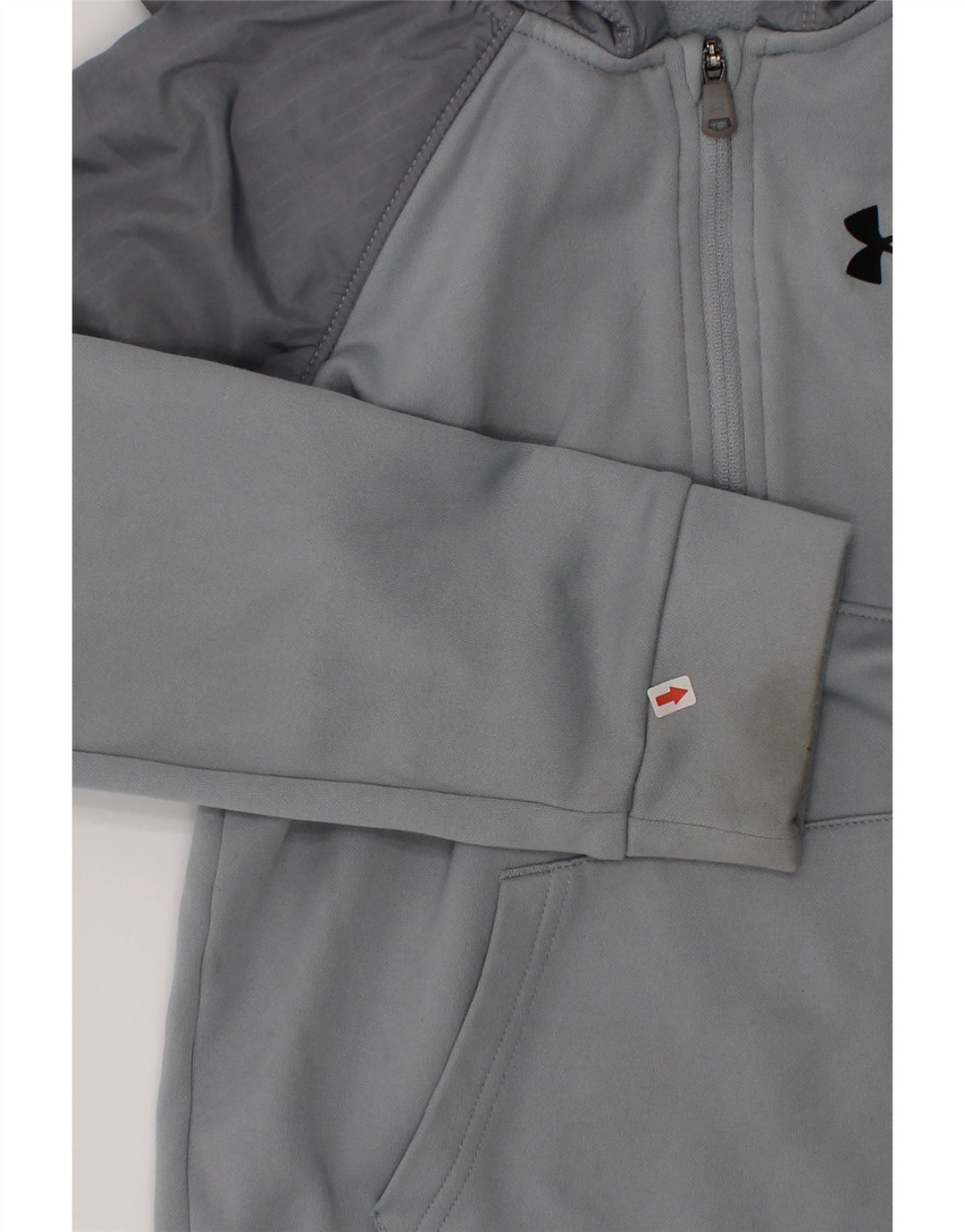 Under Armour Meninos moletom com capuz 6-7 anos cinza colorblock poliéster
