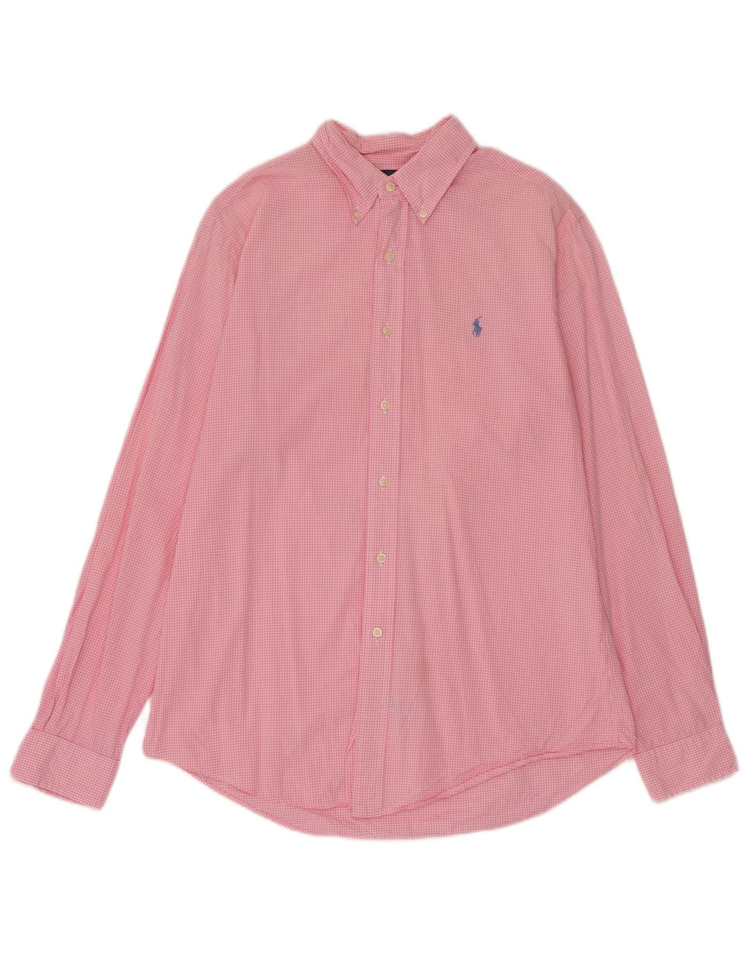 Camisa masculina Ralph Lauren com ajuste personalizado, algodão guingão rosa médio