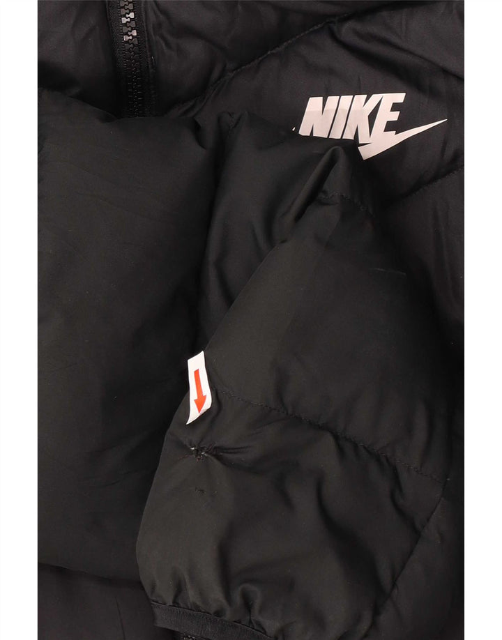 Jaqueta acolchoada com capuz masculina Nike UK 38 poliéster preto médio