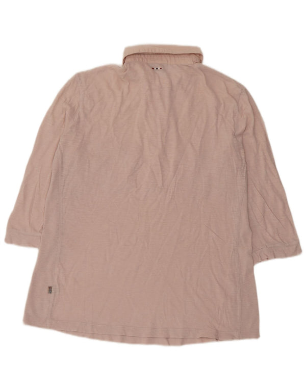Camisa polo feminina Napapijri manga 3/4 Reino Unido 14 médio rosa