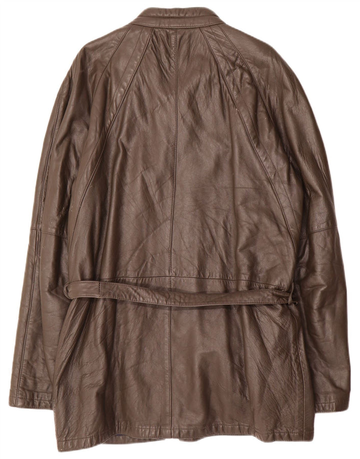 Casaco de couro masculino vintage Reino Unido 38 couro marrom médio