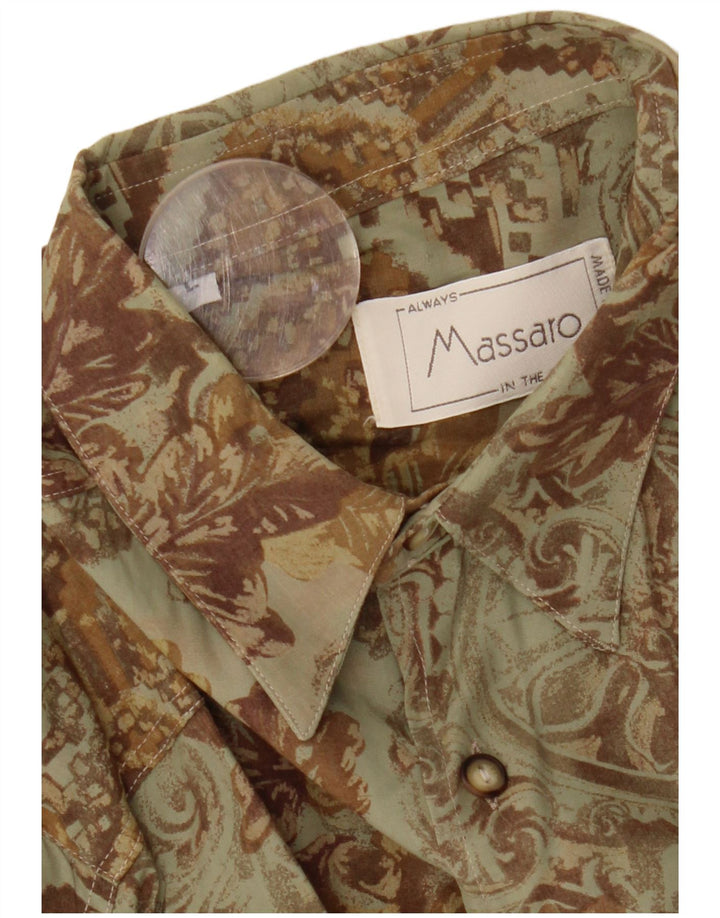 Camisa masculina Massaro grande cáqui floral