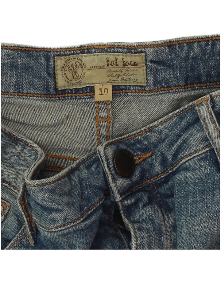 Shorts jeans feminino Fat Face UK 10 pequeno W30 algodão azul