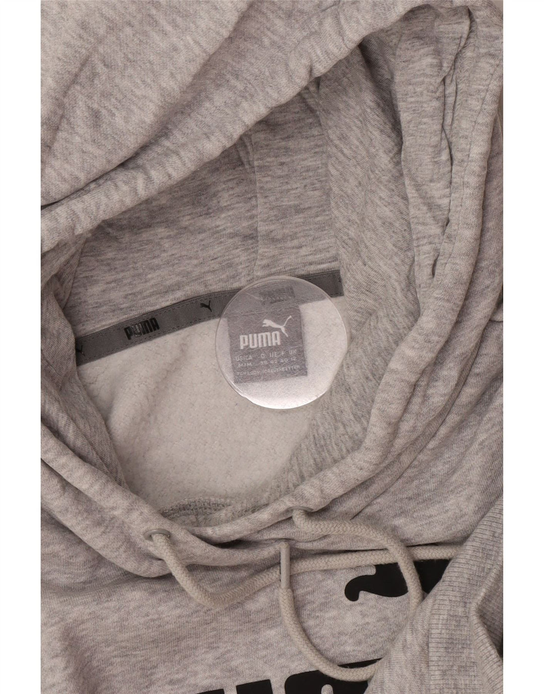 Puma feminino gráfico moletom com capuz UK 12 poliéster manchado cinza médio