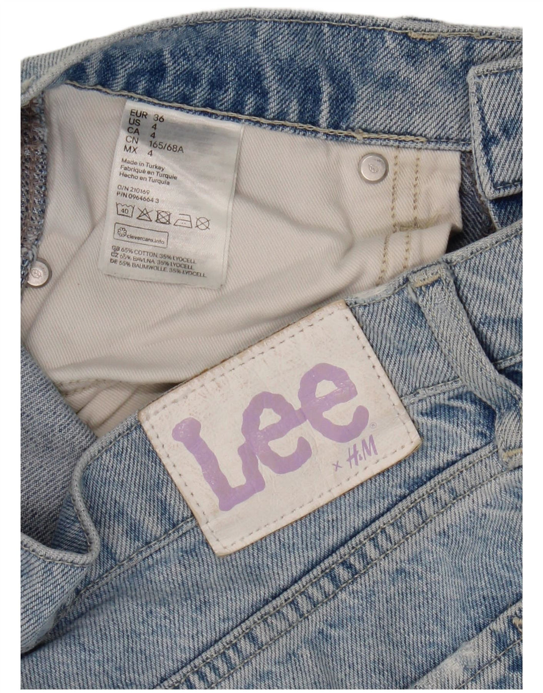 Calça jeans reta feminina Lee desgastada UE 36 pequena W30 L30 algodão azul
