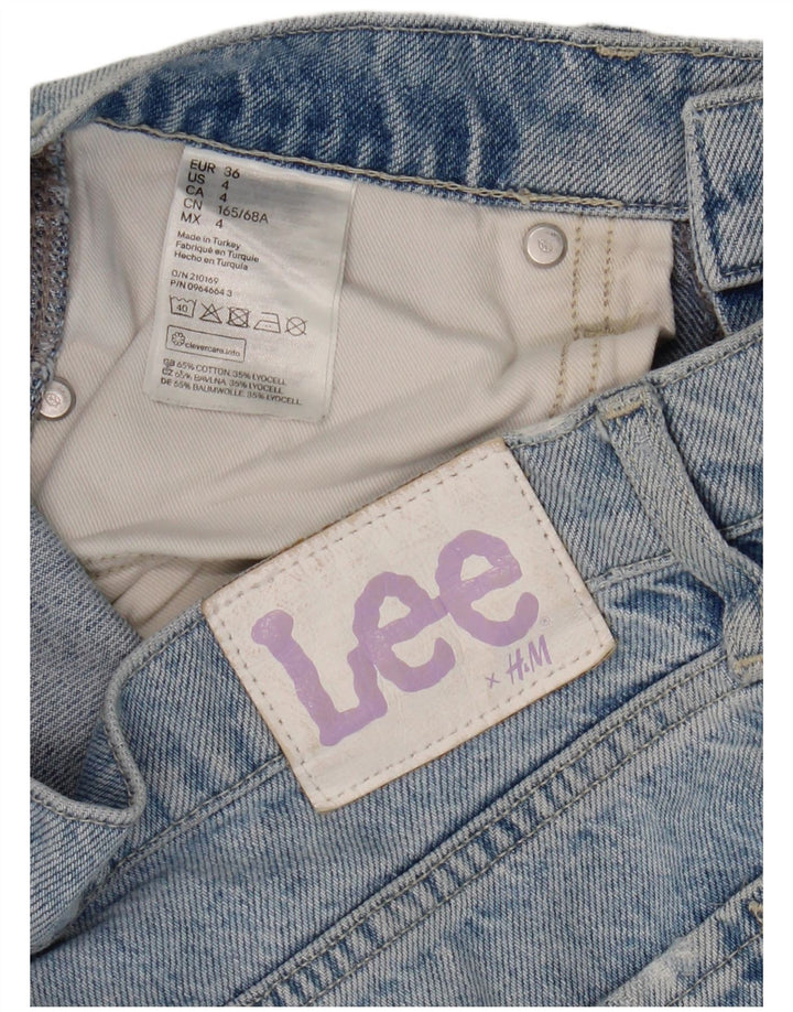 Calça jeans reta feminina Lee desgastada UE 36 pequena W30 L30 algodão azul