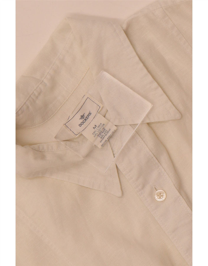 Camisa masculina de manga curta Dockers, linho branco médio