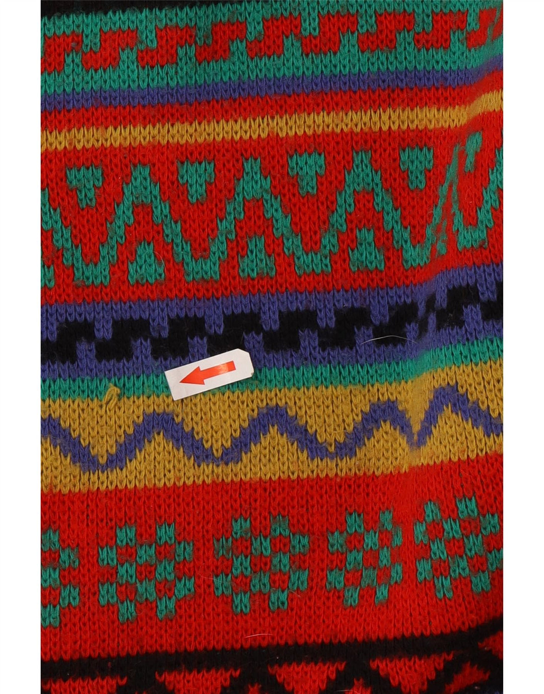 Suéter vintage masculino com gola redonda, médio multicolorido Fair Isle
