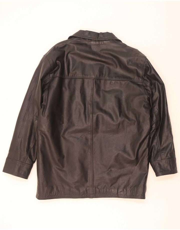 Jaqueta de couro masculina Shelter Bay UK 42 XL preta