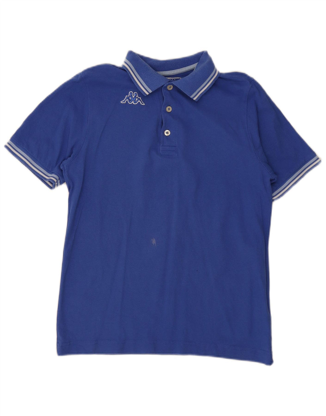 Camisa polo masculina Kappa pequena listrada azul de algodão