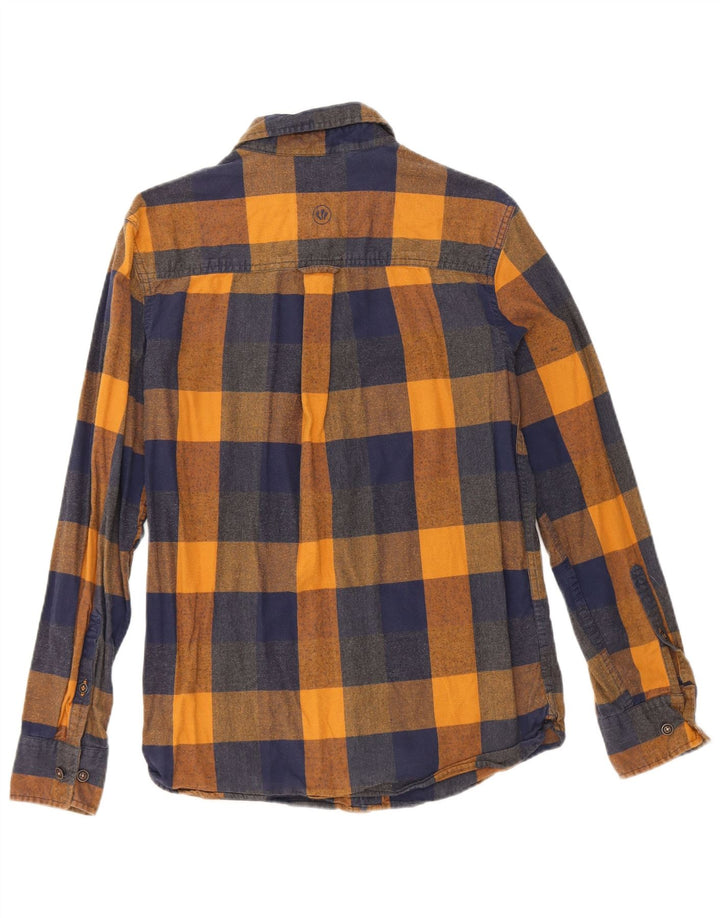 Camisa masculina de flanela Fat Face XS algodão xadrez azul marinho