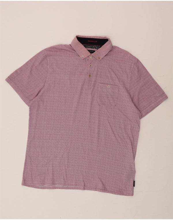 Camisa polo masculina Ted Baker tamanho 6 2XL algodão geométrico rosa