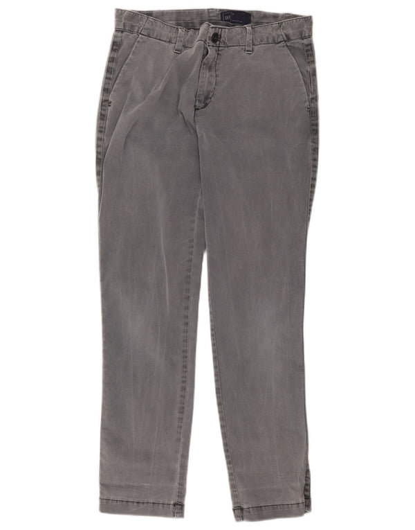 Calça chino reta feminina Gap US 2 XS W28 L28 algodão cinza