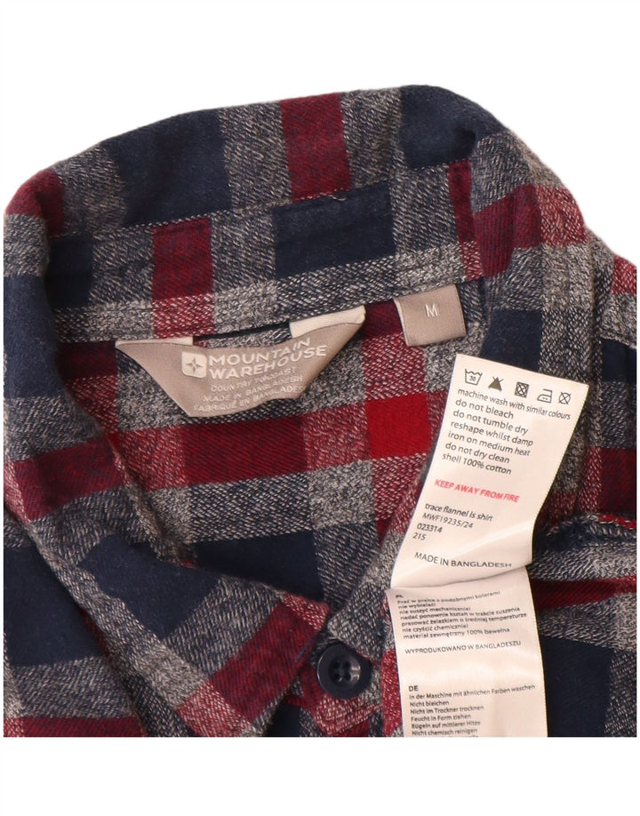 Camisa masculina de flanela Mountain Warehouse de algodão xadrez vermelho médio