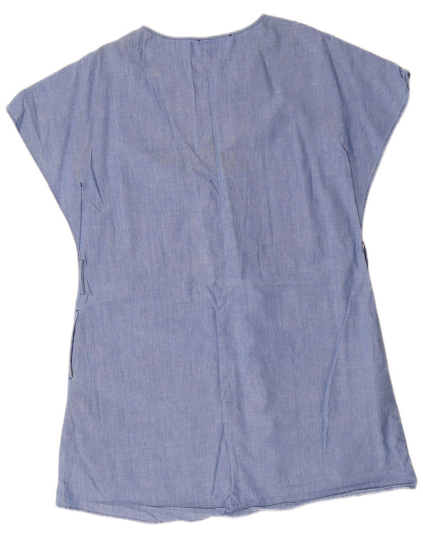 Vestido tenda feminino Zara UK 14 algodão azul médio