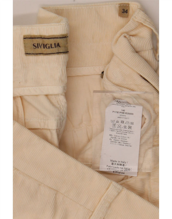 Calça masculina slim de veludo SIVIGLIA W34 L33 algodão branco