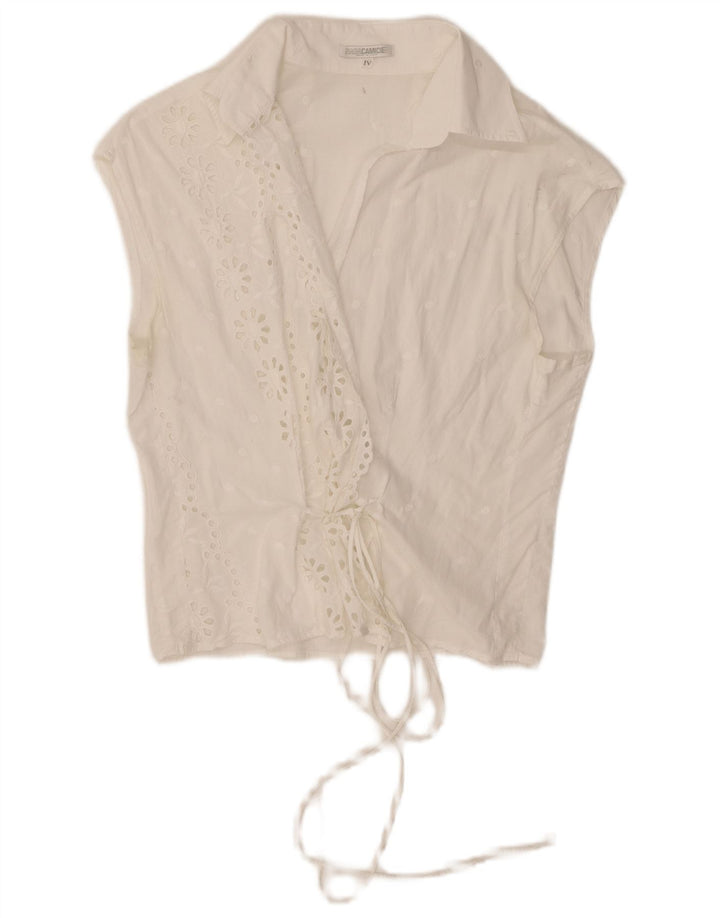 Blusa feminina Naracamicie sem mangas envolvente Reino Unido 12 médio branco