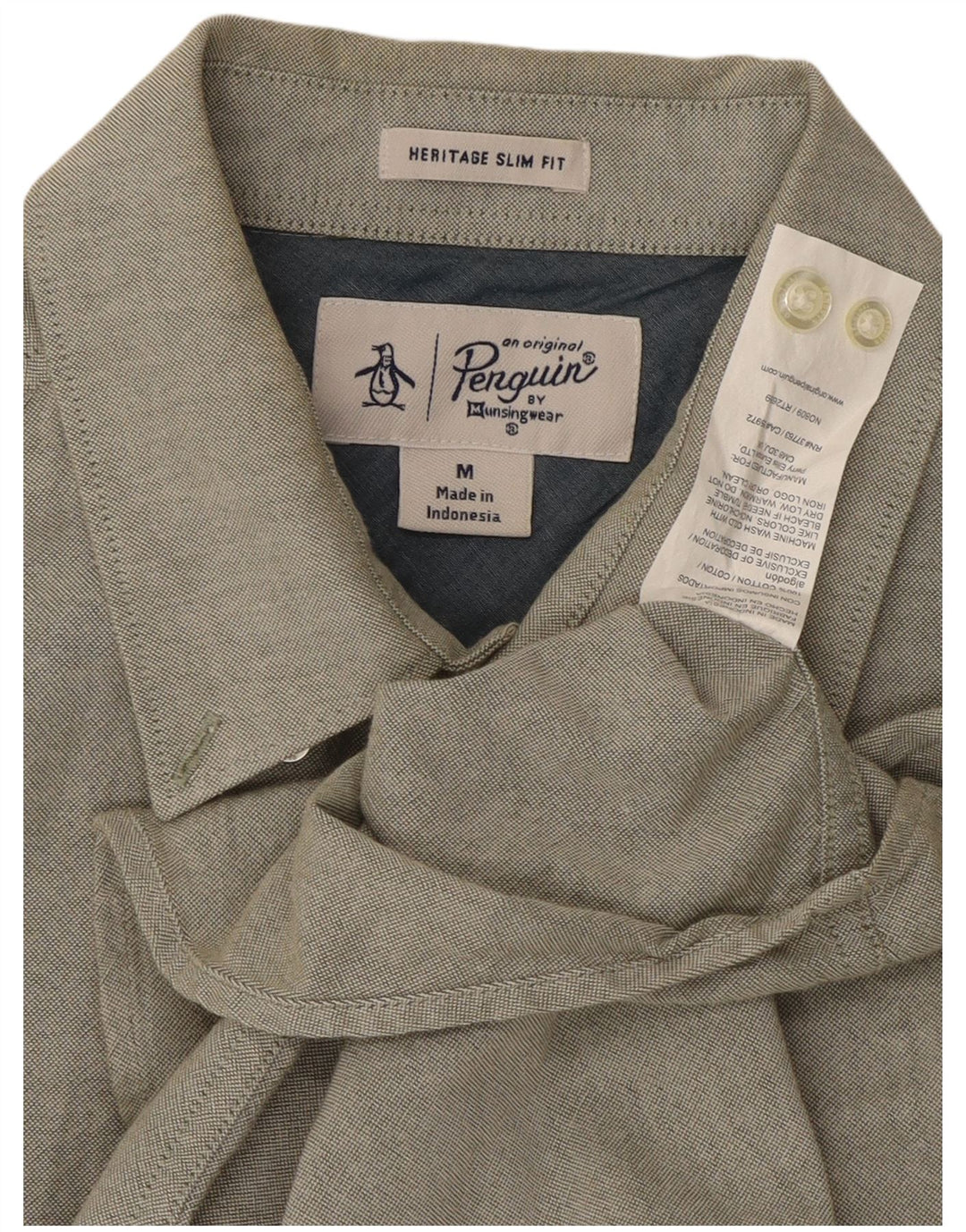 Camisa masculina Penguin Heritage Slim Fit de algodão cáqui médio