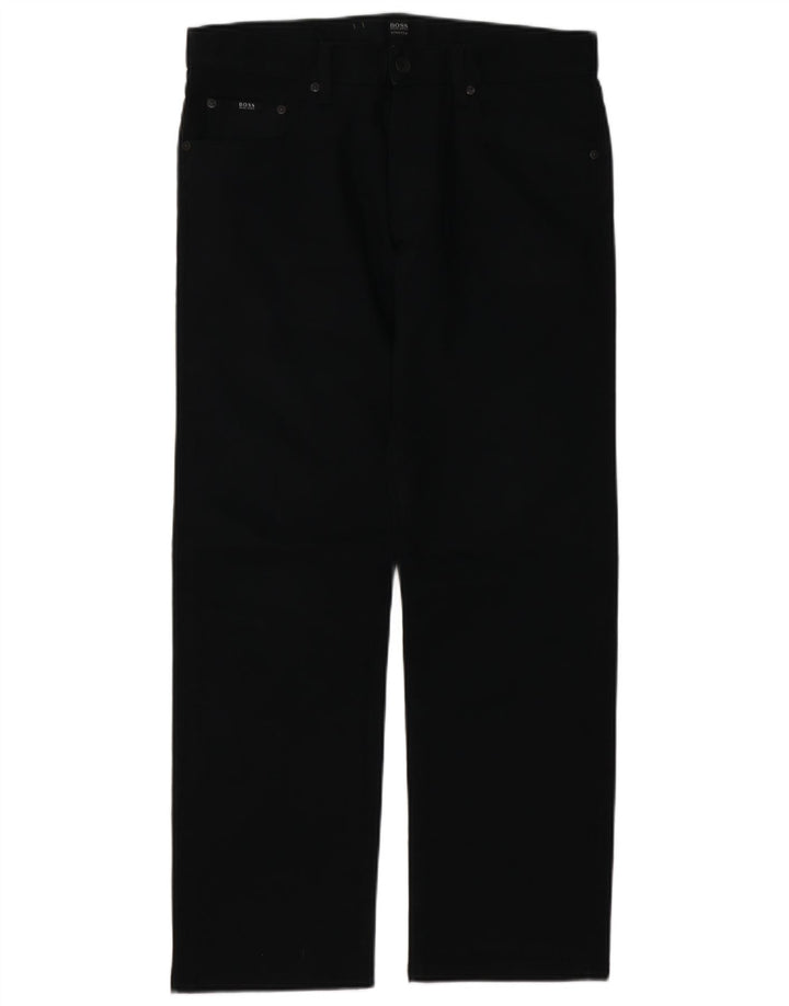 HUGO BOSS Calça jeans reta masculina W33 L29 algodão preto