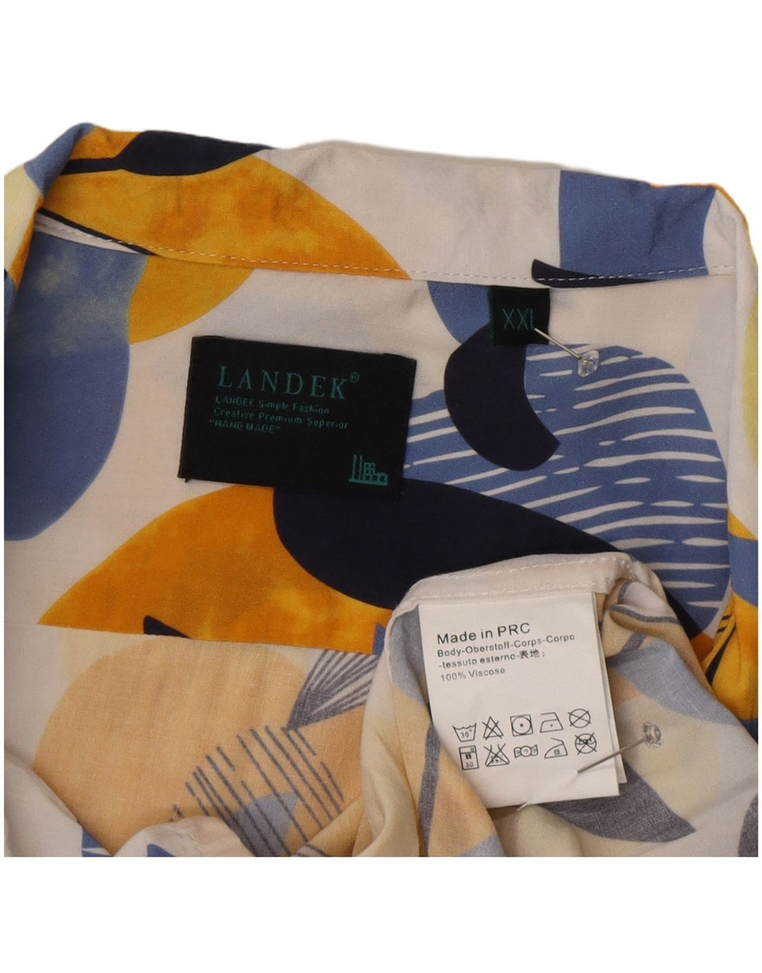 Camisa masculina vintage de manga curta 2XL Viscose floral multicolorida