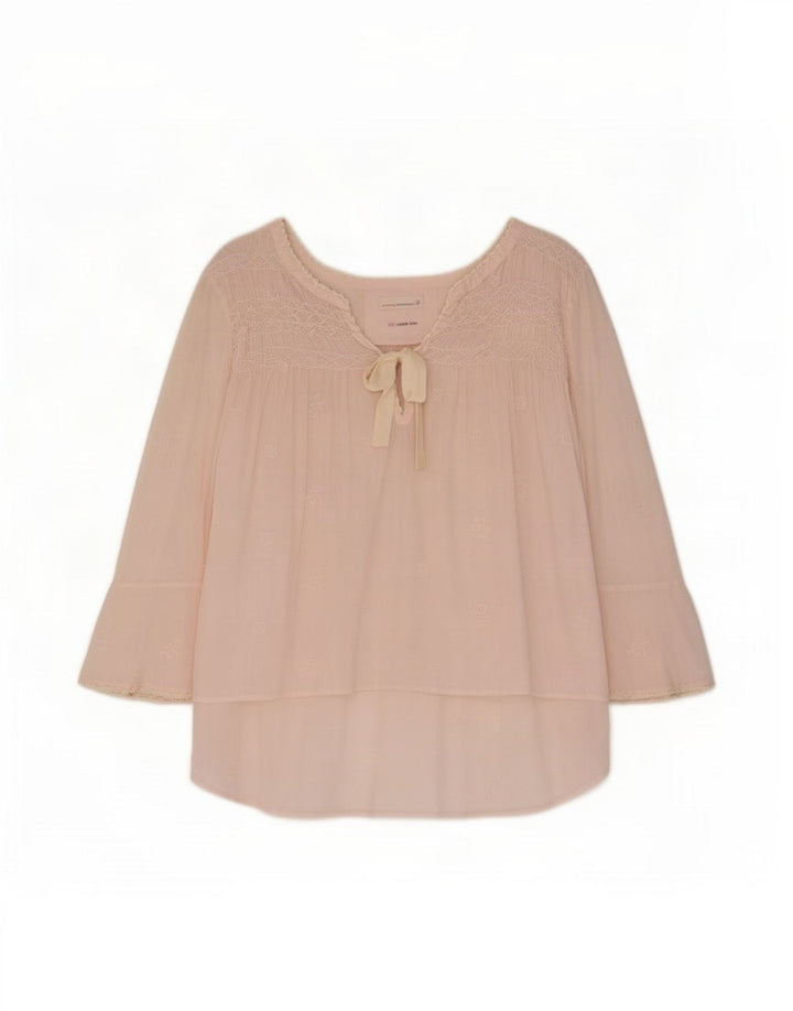 Odd Molly feminino manga comprida com gravata frontal transparente Reino Unido 12 rosa médio
