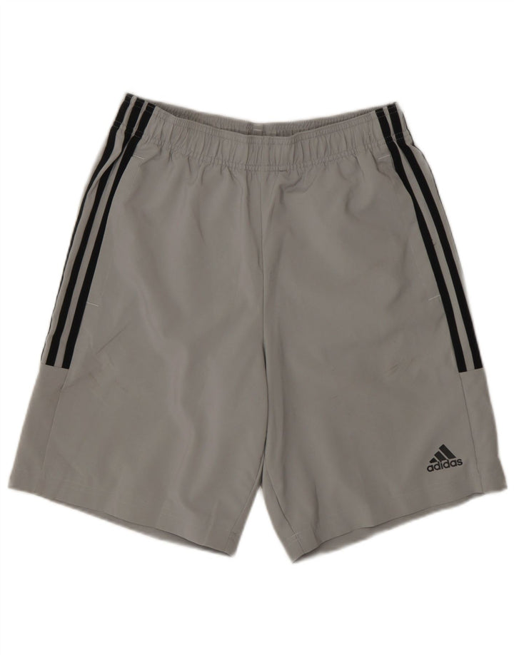 Shorts esportivos masculinos Adidas pequeno poliéster cinza