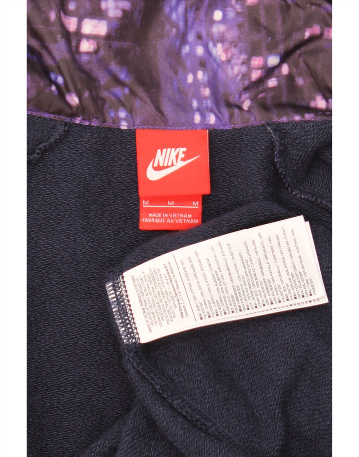 Suéter Nike masculino com capuz e zíper médio roxo algodão geométrico