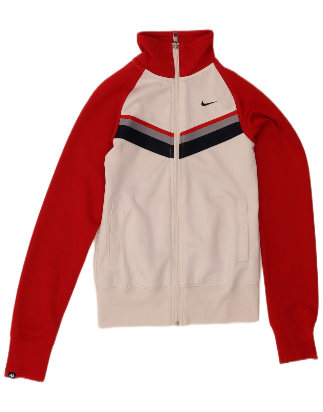 NIKE Womens Tracksuit Top Jacket UK 6 XS Branco Colourblock Poliéster