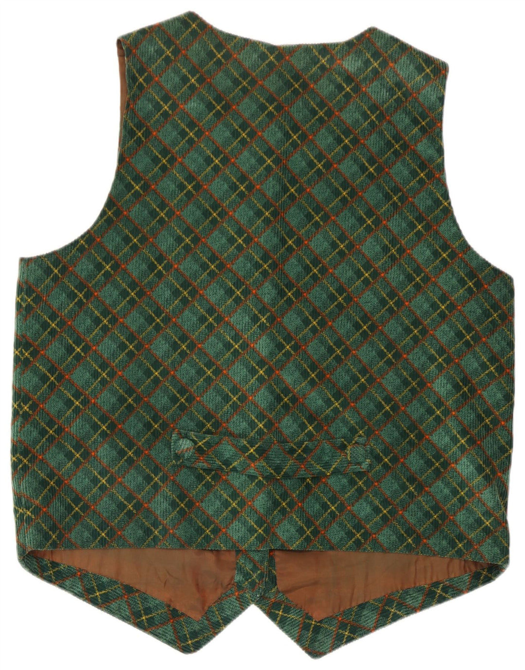 Colete feminino vintage Reino Unido 16 grande xadrez verde