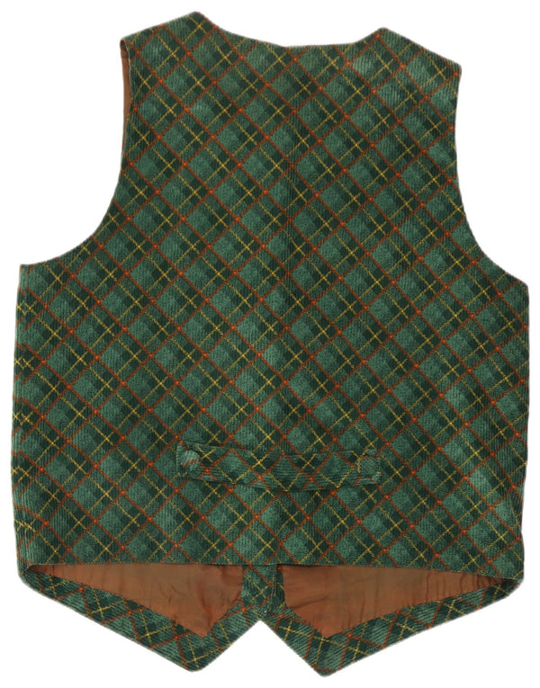 Colete feminino vintage Reino Unido 16 grande xadrez verde