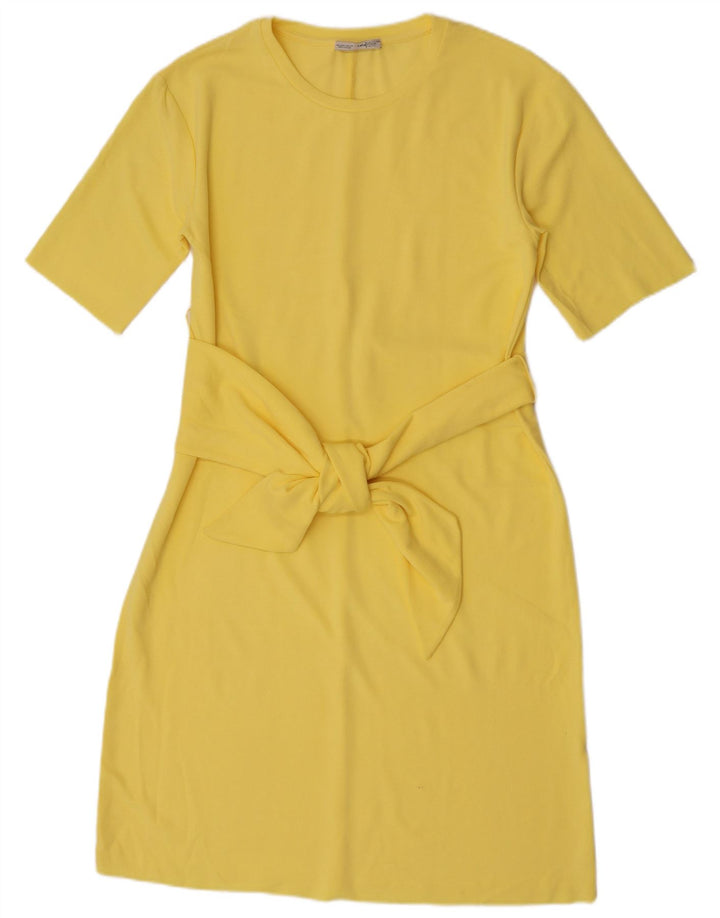 Vestido bainha feminino Zara Reino Unido 10 pequeno amarelo