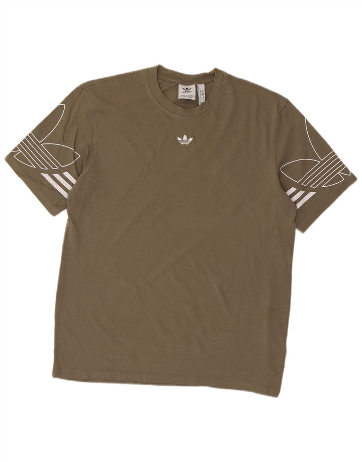 Adidas Mens Graphic T-Shirt Top Médio Algodão Cáqui