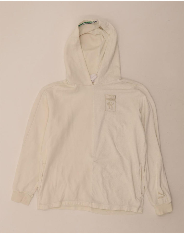 PUMA Mens Hoodie Jumper Medium White Vintage Puma and Second-Hand Puma from Messina Hembry 