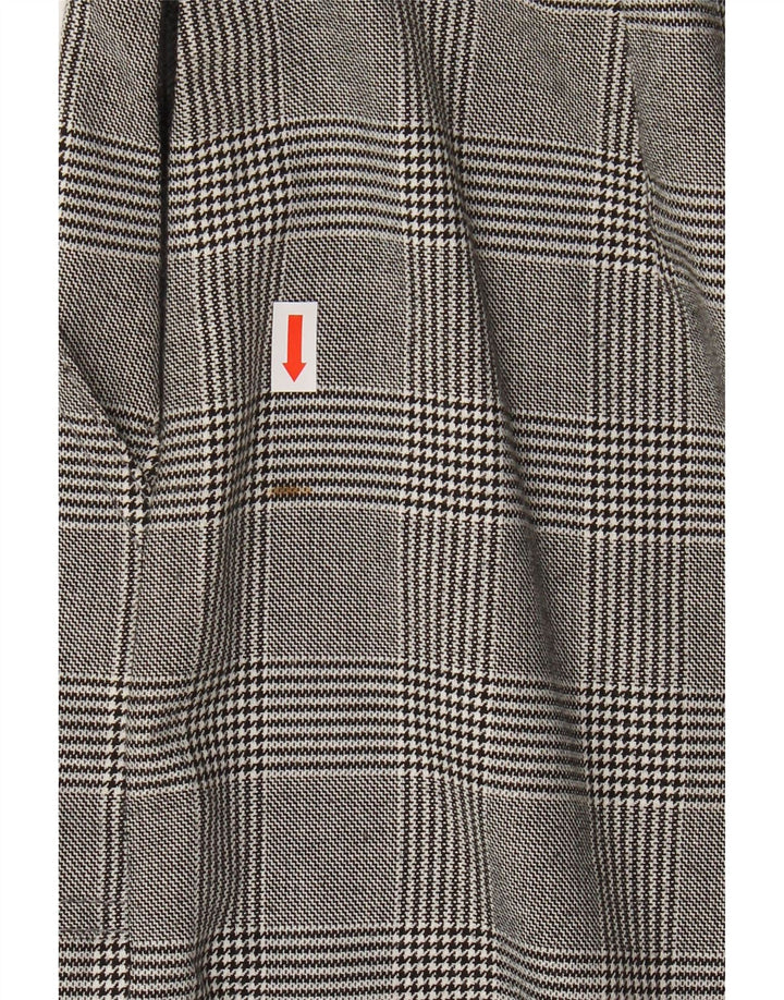 Calça jardineira feminina ZARA com perna larga XS W24 L23 cinza xadrez