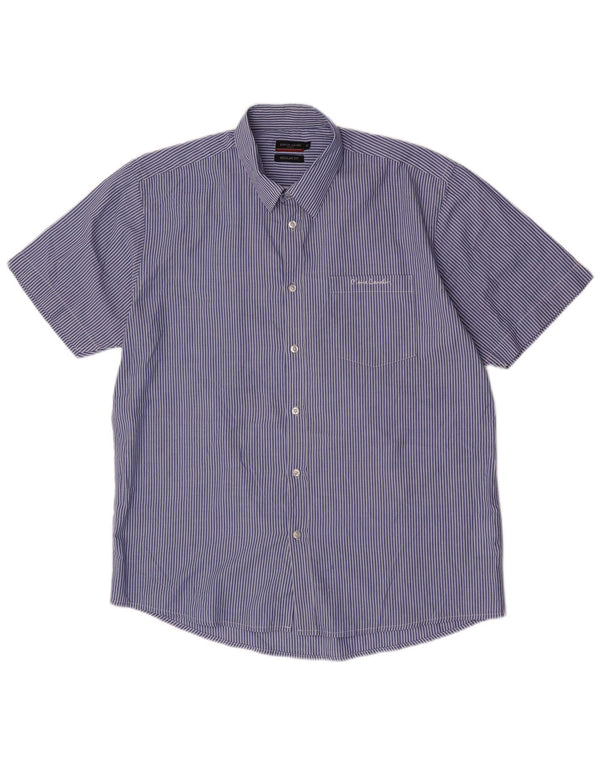 Pierre Cardin Mens Short Sleeve Regular Fit Shirt XL Blue Pinstripe