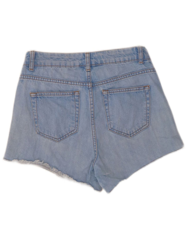 Shorts jeans moto feminino Topshop W26 pequeno algodão azul