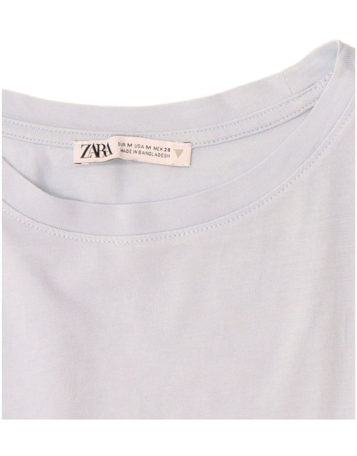 Camiseta feminina Zara UK 14 azul médio