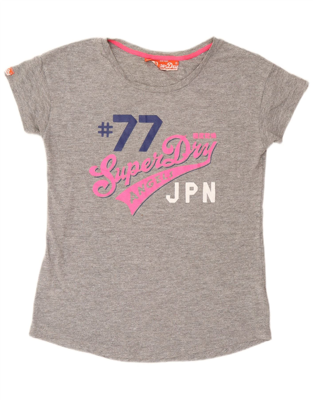 Camiseta feminina Superdry com estampa gráfica UK 14 grande algodão cinza