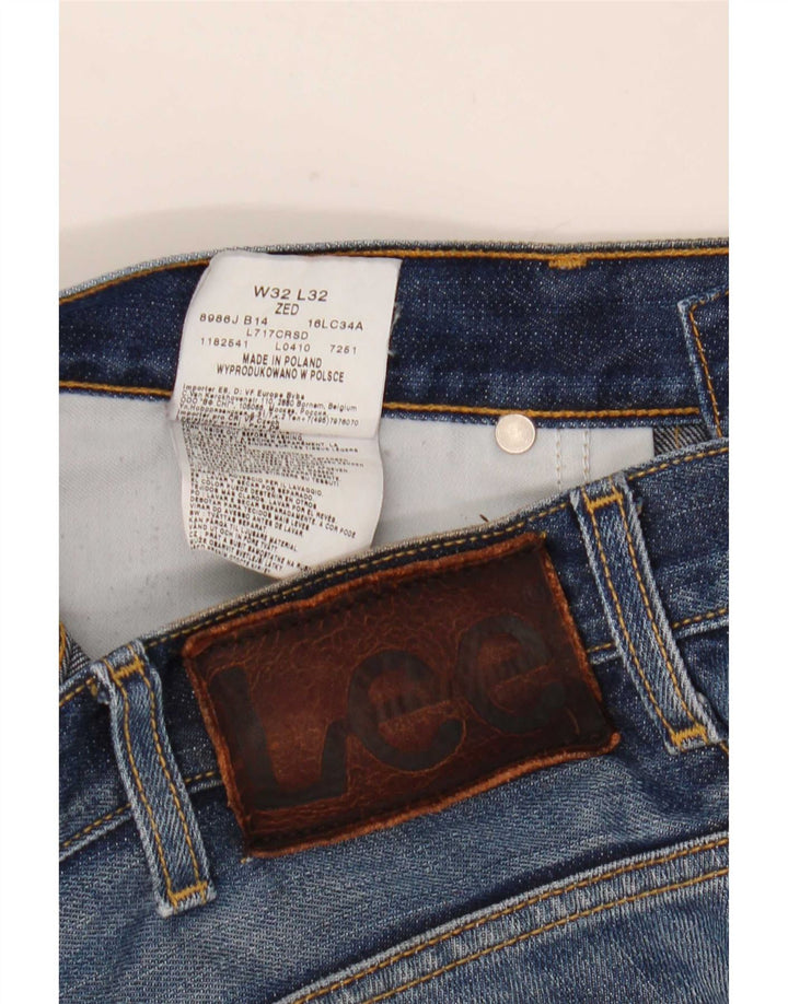 Lee Mens Zed Distressed Straight Jeans W32 L32 Azul Algodão