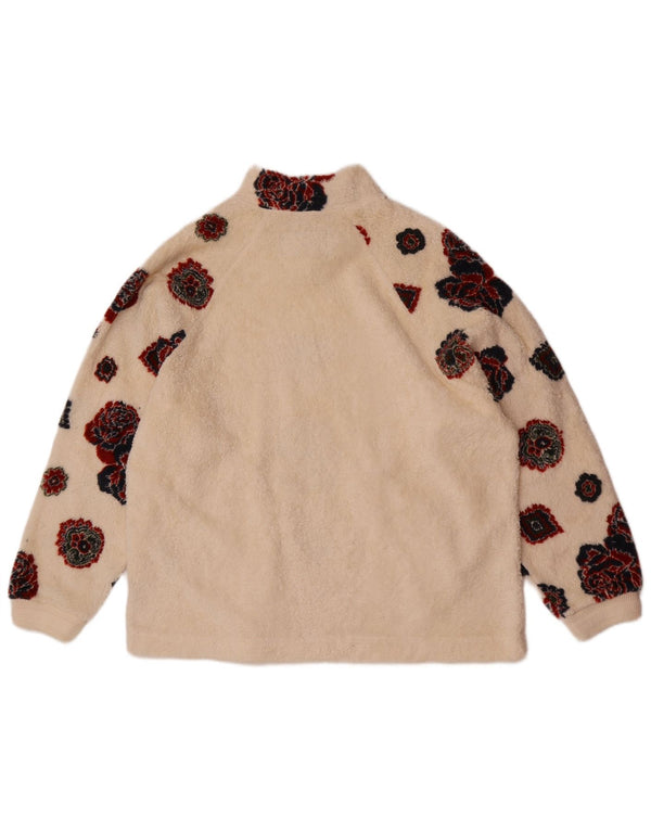 Jumper de lã feminino com ajuste solto UK 14 grandes esportes florais brancos