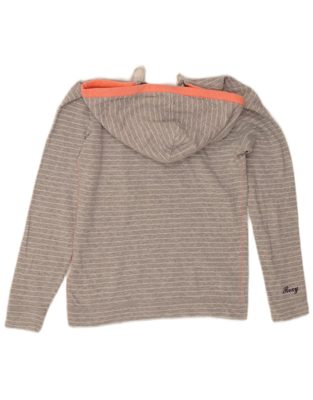 ROXY moletom com capuz feminino UK 10 algodão listrado cinza pequeno