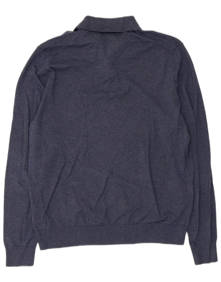 Suéter masculino Marks & Spencer com gola polo, azul marinho médio manchado