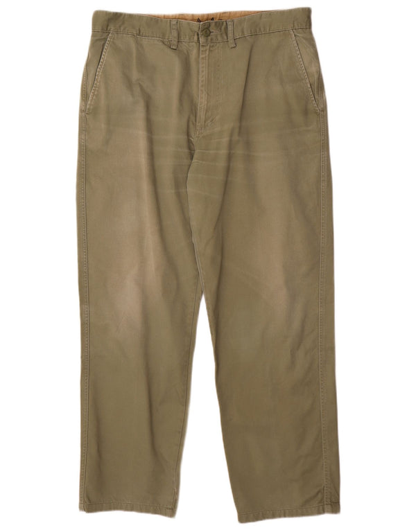 Avirex Mens Straight Chino Trousers W36 L29 Green Cotton