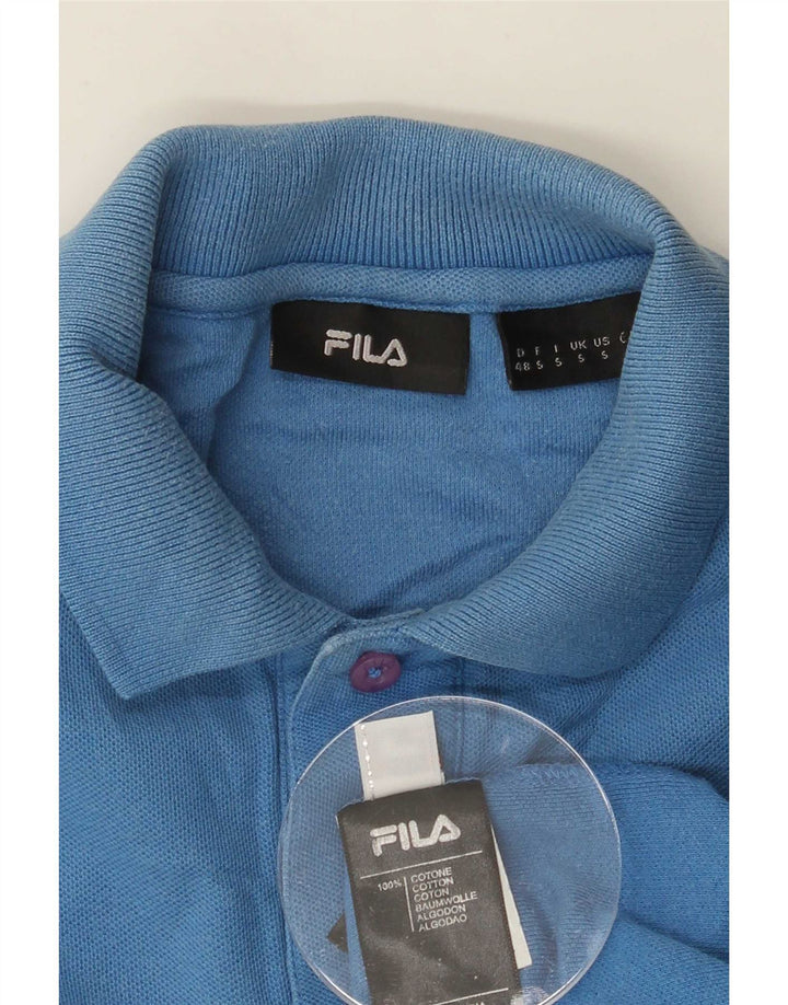Camisa polo masculina Fila pequena azul algodão