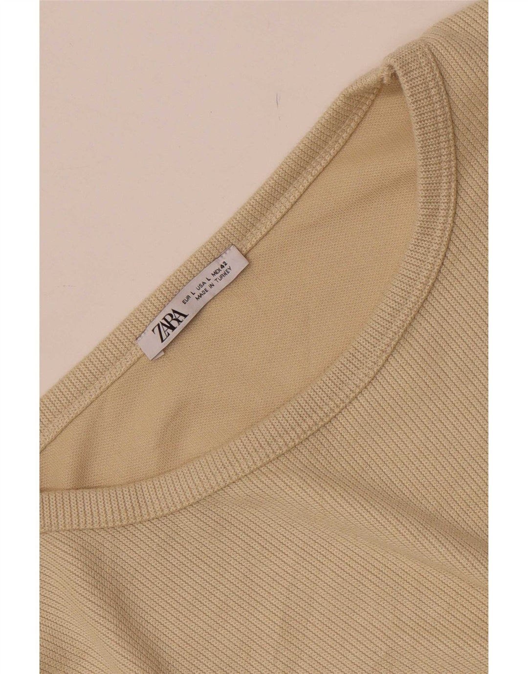 Zara Mens Loose Fit Top Manga Longa Grande Bege